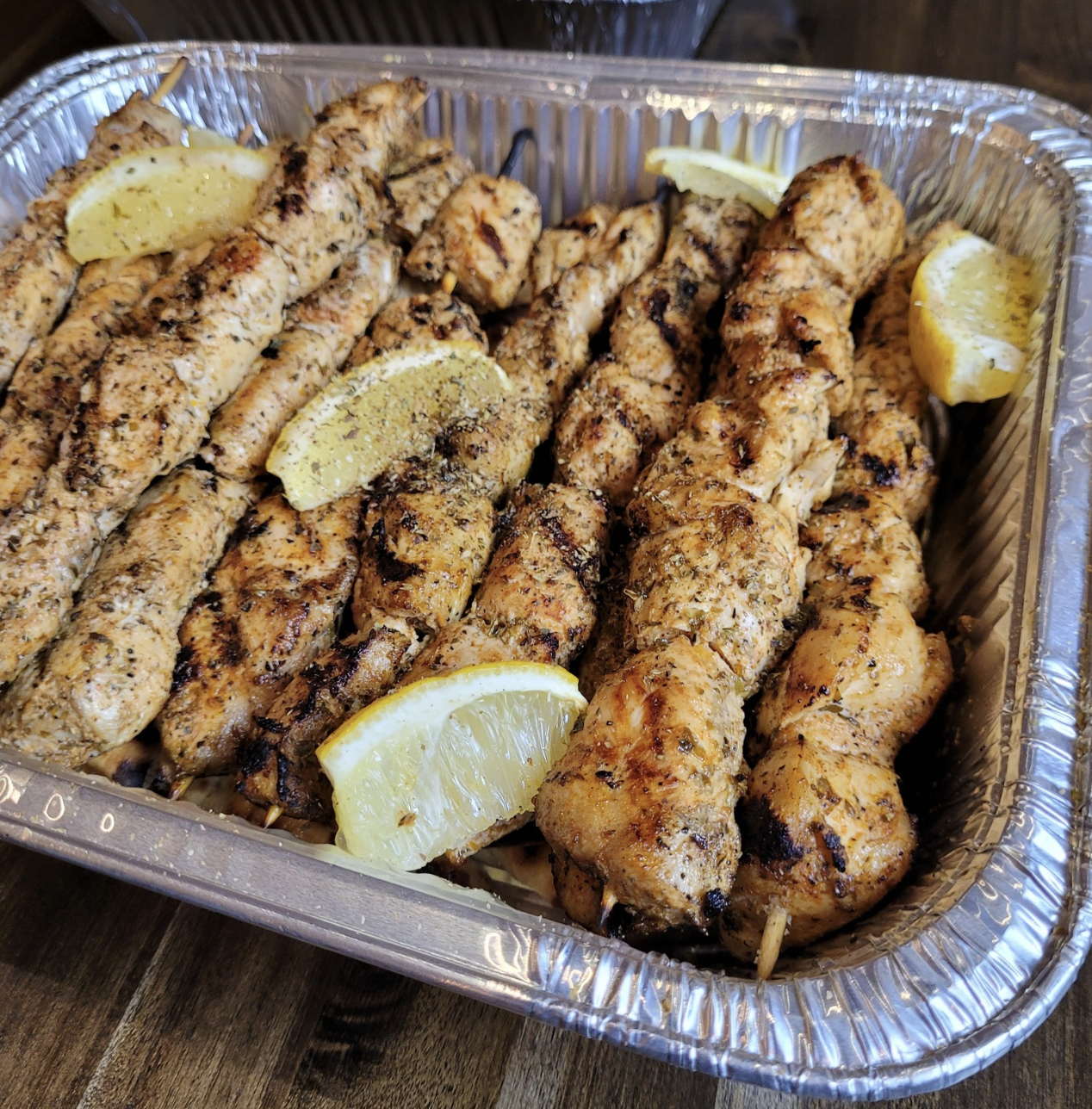 soula's christmas catering, souvlaki catering plate